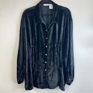 Vintage 90s Black Velvet Women's 3X Shirt Goth Grunge Whimsigoth Witchy Vampire